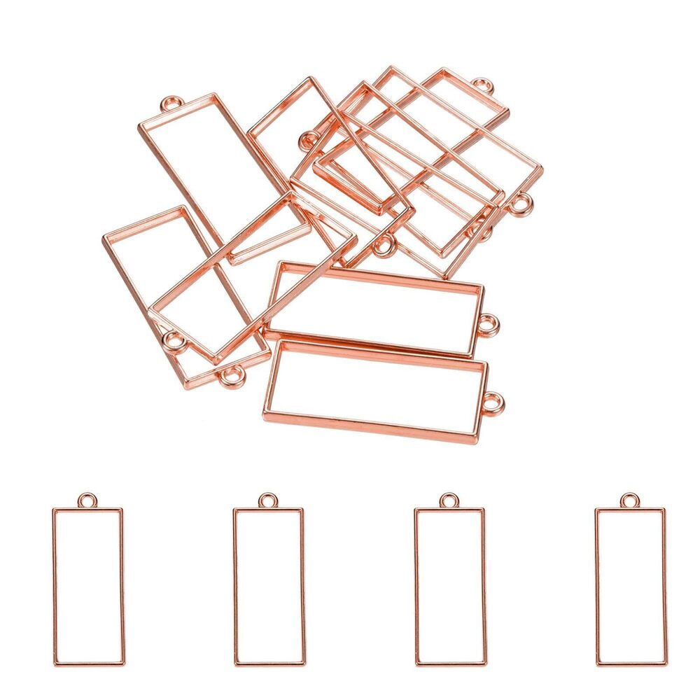 6093 Alloy Open Back Bezel Pendants, 50 Pack Rectangle Hollow Resin Pendant